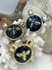 Image of French Bee Black Enamel Pendants, Enamel and Zinc Alloy, 4 Finishes: Gold, Matte Gold, Bronze, and Burnished Silver.Fast Ship.