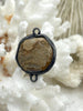 Image of Soldered Natural Stone Pendants/Connectors, Round Stone Pendants with Gunmetal Soldering, Comes in 6 Natural Stone Styles, Fast Ship.