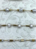 Image of Faux Pearl Beaded Rosary Chain, White Pearls with Gold Caps and Wire, 3 Styles, Gold Plated Brass Wire, Sold by the foot, Fast Ship
