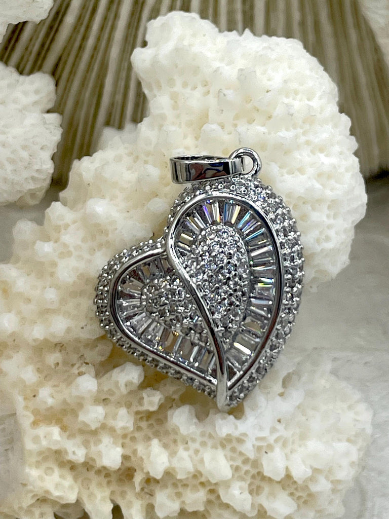 Pave heart charm hot sale