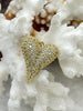 Image of CZ Gold Micro PAVE Heart Charm Pendant BRASS, 2 Styles, Gold Plated Brass Heart Charms with Cubic Zirconia, Clear Cz, Fast Ship