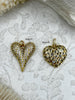 Image of CZ Gold Micro PAVE Heart Charm Pendant BRASS, 2 Styles, Gold Plated Brass Heart Charms with Cubic Zirconia, Clear Cz, Fast Ship