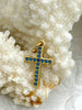 Image of CZ Micro PAVE Gold Cross Charms, 2 Styles, Blue CZ, Gold Plated Brass, Religious Cross Charms, Cubic Zirconia, Plated Brass,Fast Ship