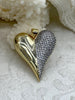 Image of Gold Heart CZ Pave Charm, Cubic Zirconia charm, 30mm x 25mm x 5mm, Brass Heart Charm, Gold Plated Brass, clear CZ, Fast Ship