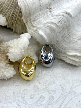 Brass Decorative Chunky Pendant, Rhodium, Gold, Matte Gold,25mm x18mm x 12mm thick, Brass Jewelry Charm, Chunky Charm, 3 Finishes, Fast Ship