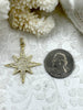 Image of Micro Pave CZ Star Charms, Gold Plated Brass and Cubic Zirconia, Gold Stars, 30mm x 30mm Star Charms, Gold Stars with CZ, Fast Shipping