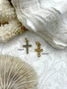 Image of CZ Micro PAVE Gold Cross Charms, 2 Styles, Blue CZ, Gold Plated Brass, Religious Cross Charms, Cubic Zirconia, Plated Brass,Fast Ship