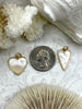 Image of Mother of Pearl Heart Charms, 4 Styles, Brass Heart Charms, Gold Plated Brass, MOP Charms, Brass, Mother of Pearl, Pearls. Fast Ship
