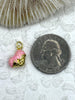 Image of Brass Gold and Pink Enamel Heart Charms, Pink Ice Cream Cone Heart Charm, Pink Enamel Charms, Gold Plated Brass and Enamel.Fast Shipping