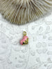 Image of Brass Gold and Pink Enamel Heart Charms, Pink Ice Cream Cone Heart Charm, Pink Enamel Charms, Gold Plated Brass and Enamel.Fast Shipping