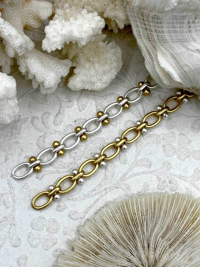 Mixed Link Mixed Metal Cable Chain, Sold by the foot