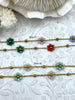 Image of Crystal Flower Shape Mixed Rosary Faceted Glass Beads Chain, Gold Heart Details, 2 Styles, Gold Wire, sold by the foot, Fast Ship