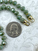 Image of Hand Knotted Faceted Rondelle Teal Crystal Necklace, 16'5" W/Gold or Matte Gold Plated Closed Cap Ends, Hand Knotted Necklace. Fast Ship