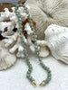 Image of Hand Knotted Faceted Rondelle Teal Crystal Necklace, 16'5" W/Gold or Matte Gold Plated Closed Cap Ends, Hand Knotted Necklace. Fast Ship