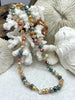 Image of Hand Knotted Multicolor Rondelle Crystal Bead Necklace, 16'5" W/Gold or Matte Gold Plated Closed Cap Ends, Hand Knotted Necklace. Fast Ship