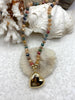 Image of Hand Knotted Multicolor Rondelle Crystal Bead Necklace, 16'5" W/Gold or Matte Gold Plated Closed Cap Ends, Hand Knotted Necklace. Fast Ship