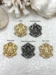 Brass Vintage Style Coat of Arms Pendant, High Quality Brass Pendants, 6 Finishes, Vintage, Lion Crown Shield Crest, 47mm x 41mm, Fast Ship