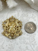 Image of Brass Vintage Style Coat of Arms Pendant, High Quality Brass Pendants, 6 Finishes, Vintage, Lion Crown Shield Crest, 47mm x 41mm, Fast Ship
