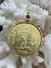 Image of Reproduction French Regne De La Loi Coin Pendant, Coin Bezel, French coin, Art Deco Coin, Gold Coin, 2 bezel colors. Fast Ship