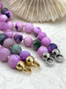 Image of Hand Knotted Purple Peruvian Opal Necklace, 17", Brass End Caps, 9mm Beads with Gold Caps or 8mm Beads with Rhodium Caps, Fast Ship