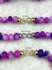 Image of Peruvian Bright Purple Mixed Opal Hand Knotted Necklace, 17" Long, 3 Styles, Rondelle 10mm or 8mm, Gold,Rhodium Cap Candy Necklace,Fast Ship