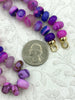 Image of Peruvian Bright Purple Mixed Opal Hand Knotted Necklace, 17" Long, 3 Styles, Rondelle 10mm or 8mm, Gold,Rhodium Cap Candy Necklace,Fast Ship