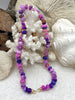 Image of Peruvian Bright Purple Mixed Opal Hand Knotted Necklace, 17" Long, 3 Styles, Rondelle 10mm or 8mm, Gold,Rhodium Cap Candy Necklace,Fast Ship