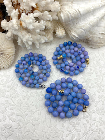 Peruvian Purple/Blue Mixed Opal Hand Knotted Necklace, 17" Long,Round Stones 8mm, Gold, Matte Gold, or Rhodium Caps,Candy Necklace,Fast Ship