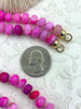 Image of Peruvian Hot Pink Opal Hand Knotted Necklace, 17" Long, Rondelle Stones, Approx 8mm x 5mm with Gold Finished Ends, Candy Necklace, Fast Ship