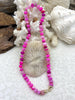 Image of Peruvian Hot Pink Opal Hand Knotted Necklace, 17" Long, Rondelle Stones, Approx 8mm x 5mm with Gold Finished Ends, Candy Necklace, Fast Ship