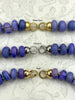 Image of Peruvian Deep Purple Opal Hand Knotted Necklace,17" Long, Rondelle Stones 8mmx5mm,Gold Matte Gold, or Rhodium Caps,Candy Necklace,Fast Ship