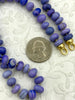 Image of Peruvian Deep Purple Opal Hand Knotted Necklace,17" Long, Rondelle Stones 8mmx5mm,Gold Matte Gold, or Rhodium Caps,Candy Necklace,Fast Ship