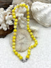 Image of Peruvian Yellow Opal Hand Knotted Necklace, 17" Long, Round Stones, 8mm with Gold or Rhodium Finished Ends, Candy Necklace, Fast Ship