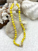 Image of Peruvian Yellow Opal Hand Knotted Necklace, 17" Long, Round Stones, 8mm with Gold or Rhodium Finished Ends, Candy Necklace, Fast Ship