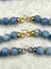 Image of Peruvian Pale Blue Opal Hand Knotted Necklace, 17" Long, Round Stones 10mm Gold, Matte Gold, Rhodium Finished Ends, Candy Necklace,Fast Ship