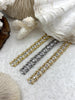 Image of Mixed Link Cable Chain with Clear Crystals, sold by the foot. 3 Finishes, Gold, Rhodium, or Matte Gold finishes Clear Crystals, Fast ship