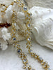 Image of Mixed Link Zinc Alloy Cable Chain with Clear Crystals, by the foot. Gold Plated Zinc Alloy Chain with Clear Crystals, Fast ship