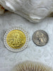 Image of Italian Coin Pendant, Plated Gold Coin Pendant, Italian 10 Centesimi Coin, 3 Bezel Colors, Italian Replica Gold Plated Brass Coin, Fast Ship