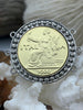 Image of ITALIA Coin Pendant, Gold Coin Pendant, Italian 1 Lira Coin, 4 Bezel Colors, Coin Bezel, Art Deco Coin, Replica Coin, Brass Coin, Fast Ship