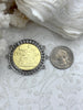 Image of ITALIA Coin Pendant, Gold Coin Pendant, Italian 1 Lira Coin, 4 Bezel Colors, Coin Bezel, Art Deco Coin, Replica Coin, Brass Coin, Fast Ship