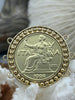 Image of ITALIA Coin Pendant, Gold Coin Pendant, Italian 1 Lira Coin, 4 Bezel Colors, Coin Bezel, Art Deco Coin, Replica Coin, Brass Coin, Fast Ship