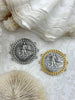 Image of Italian Coin Pendant, Burnished Silver Coin Pendant, Italian 10 Centesimi Coin, 3 Bezel Colors, Italian Replica Brass Coin, Fast Ship