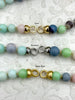 Image of Peruvian Colorful Pastel Opal Hand Knotted Necklace, 17",Round Stones 8mm, Gold, Matte Gold, Rhodium Finished Ends, Candy Necklace,Fast Ship