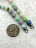 Image of Peruvian Colorful Pastel Opal Hand Knotted Necklace, 17",Round Stones 8mm, Gold, Matte Gold, Rhodium Finished Ends, Candy Necklace,Fast Ship