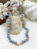 Image of Peruvian Pale Grey/Purple Opal Hand Knotted Necklace, 17" Long, Round Stones, Approx 10mm with Gold Finished Ends, Candy Necklace,Fast Ship