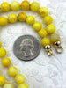 Image of Peruvian Yellow Opal Hand Knotted Necklace, 17" Long, Round Stones, 8mm with Gold or Rhodium Finished Ends, Candy Necklace, Fast Ship