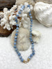 Image of Peruvian Pale Blue Opal Hand Knotted Necklace, 17" Long, Round Stones 10mm Gold, Matte Gold, Rhodium Finished Ends, Candy Necklace,Fast Ship