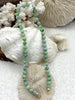Image of Peruvian Green Opal Hand Knotted Necklace, 17" Long, Round Stones 8mm with Gold or Matte Gold Finished Ends, Candy Necklace, Fast Ship