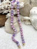 Image of Peruvian Purple Mixed Opal Hand Knotted Necklace, 17", Round Stones 9mm, Gold or Matte Gold Caps, Candy Necklace, Genuine Opal, Fast Ship