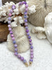 Image of Peruvian Purple Mixed Opal Hand Knotted Necklace, 17", Round Stones 9mm, Gold or Matte Gold Caps, Candy Necklace, Genuine Opal, Fast Ship